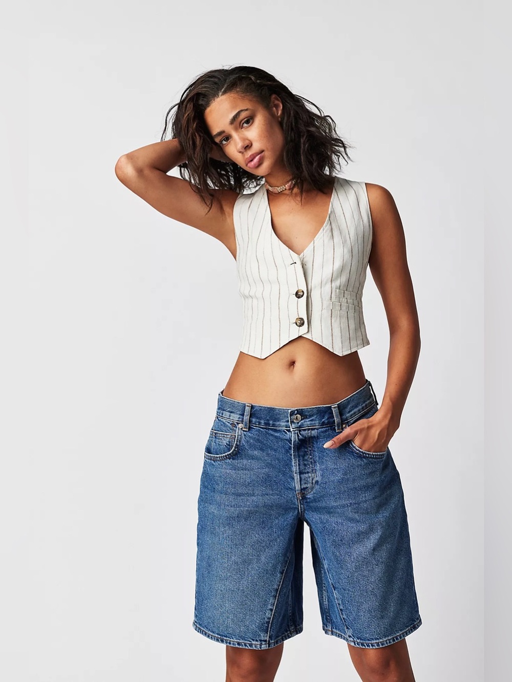 NWOT Free People CRVY Pasadena Mid Rise Long Shorts